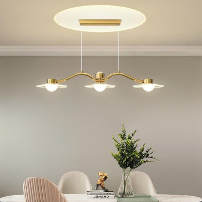 Modern Luxury Disc Starry Sky Hardware Acrylic Iron LED Chandelier Island Light For Dining Room