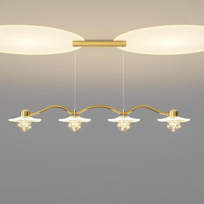 Modern Luxury Disc Starry Sky Hardware Acrylic Iron LED Chandelier Island Light For Dining Room