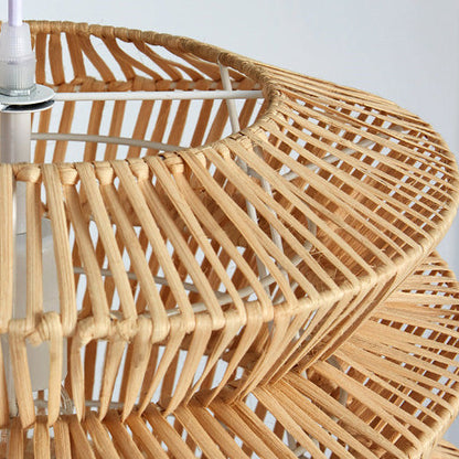 Traditional Japanese Wrinkles Lantern Shape Rattan Weaving 1 - Light Pendant Light For Dining Room