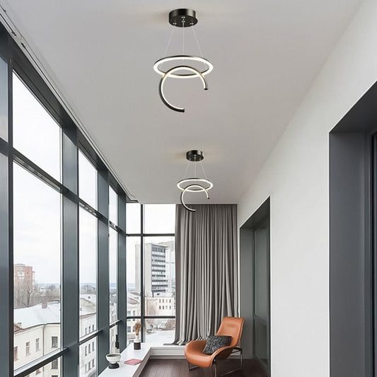 Modern Minimalist Round Semicircle Silicone Aluminum Iron LED Pendant Light For Hallways