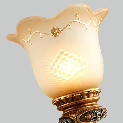 Traditional European Morning Glory Resin Glass 1 - Light Wall Sconce Lamp For Hallways