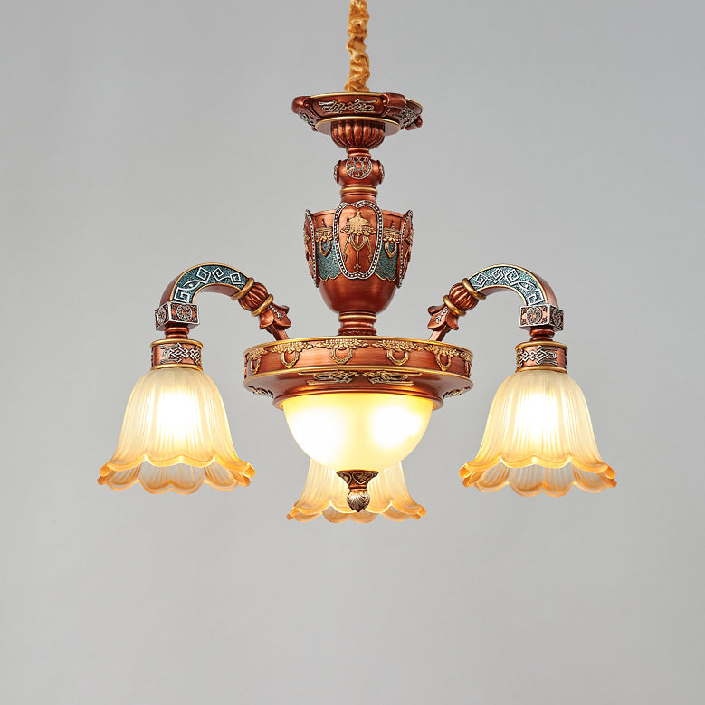 Traditional European Dome Flower Iron Resin Glass 3/5/6/8 - Light Chandelier For Dining Room