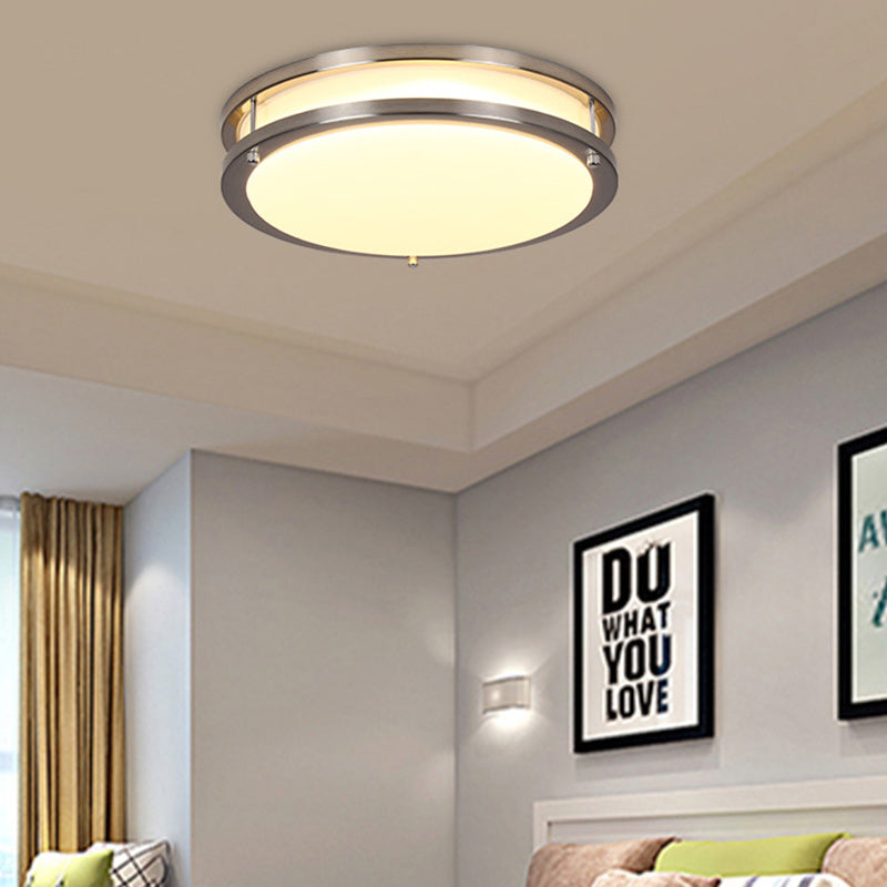 Contemporary Nordic Round Stainless Steel Acrylic Lampshade LED Flush Mount Ceiling Light For Living Room