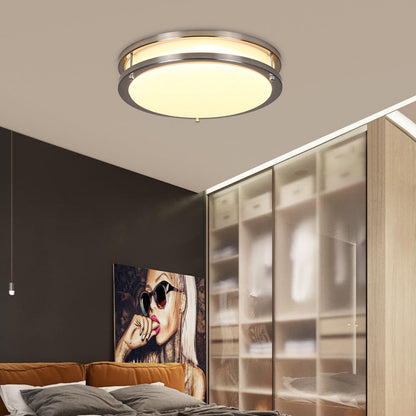 Contemporary Nordic Round Stainless Steel Acrylic Lampshade LED Flush Mount Ceiling Light For Living Room
