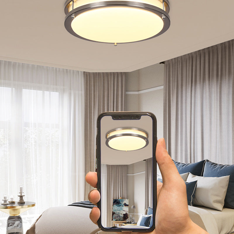 Contemporary Nordic Round Stainless Steel Acrylic Lampshade LED Flush Mount Ceiling Light For Living Room