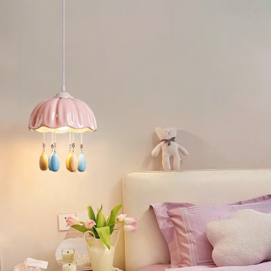 Contemporary Creative Dome Jellyfish Shaped Macarons Ceramics Hardware 1 - Light Pendant Light For Bedroom