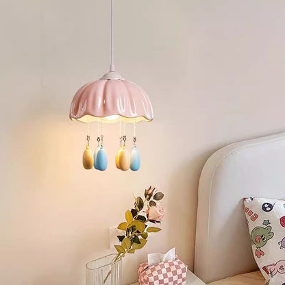 Contemporary Creative Dome Jellyfish Shaped Macarons Ceramics Hardware 1 - Light Pendant Light For Bedroom