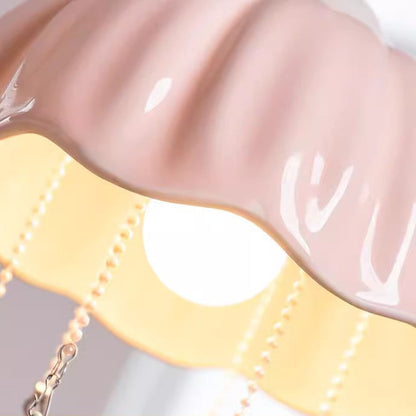 Contemporary Creative Dome Jellyfish Shaped Macarons Ceramics Hardware 1 - Light Pendant Light For Bedroom