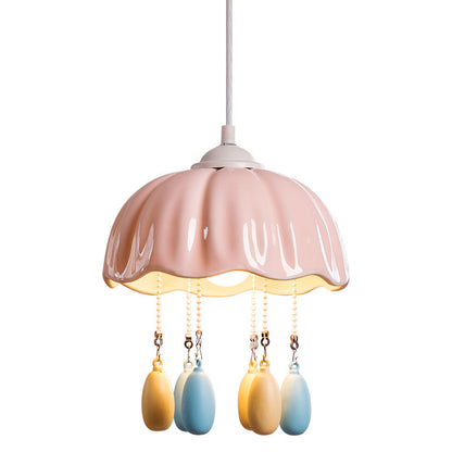 Contemporary Creative Dome Jellyfish Shaped Macarons Ceramics Hardware 1 - Light Pendant Light For Bedroom