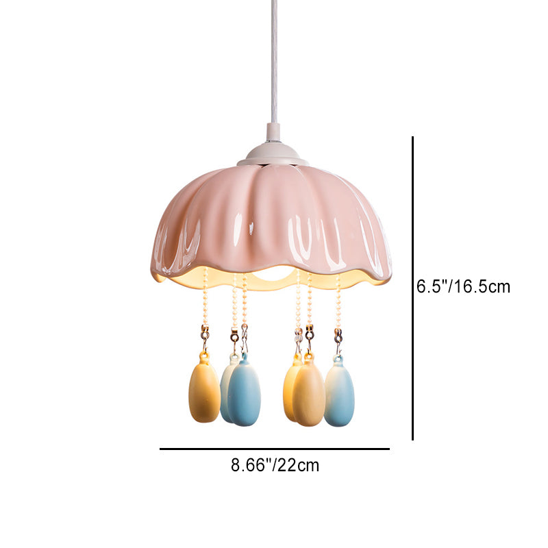 Contemporary Creative Dome Jellyfish Shaped Macarons Ceramics Hardware 1 - Light Pendant Light For Bedroom