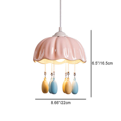 Contemporary Creative Dome Jellyfish Shaped Macarons Ceramics Hardware 1 - Light Pendant Light For Bedroom