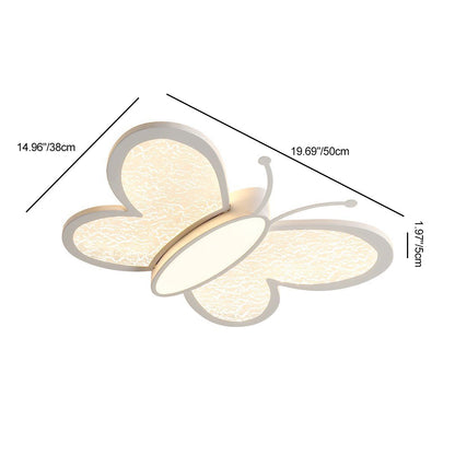 Contemporary Nordic Butterfly Childlike Acrylic Iron LED Flush Mount Ceiling Light For Bedroom