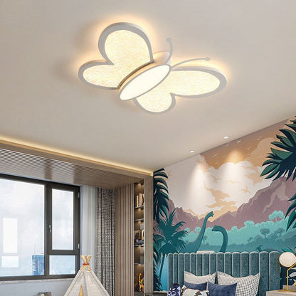 Contemporary Nordic Butterfly Childlike Acrylic Iron LED Flush Mount Ceiling Light For Bedroom