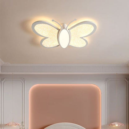 Contemporary Nordic Butterfly Childlike Acrylic Iron LED Flush Mount Ceiling Light For Bedroom