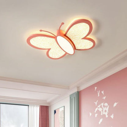 Contemporary Nordic Butterfly Childlike Acrylic Iron LED Flush Mount Ceiling Light For Bedroom