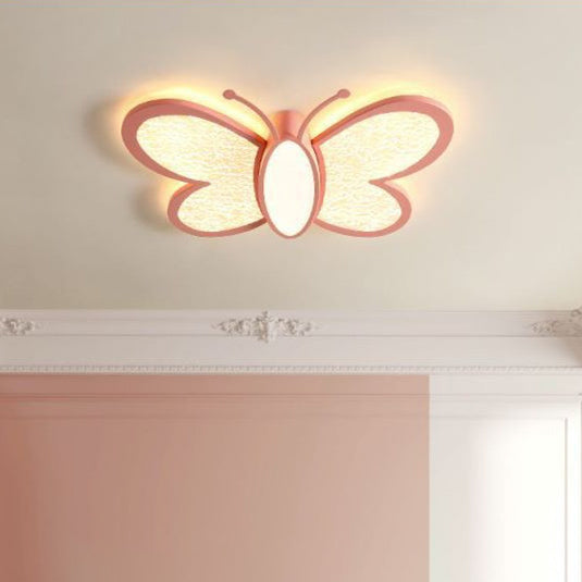 Contemporary Nordic Butterfly Childlike Acrylic Iron LED Flush Mount Ceiling Light For Bedroom