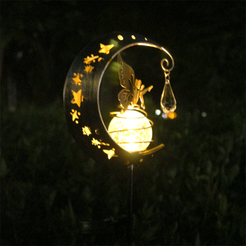 Modern Art Deco Solar Waterproof Iron Glass Fairy Stick Shape LED Outdoor Light Landscape Lighting For Garden