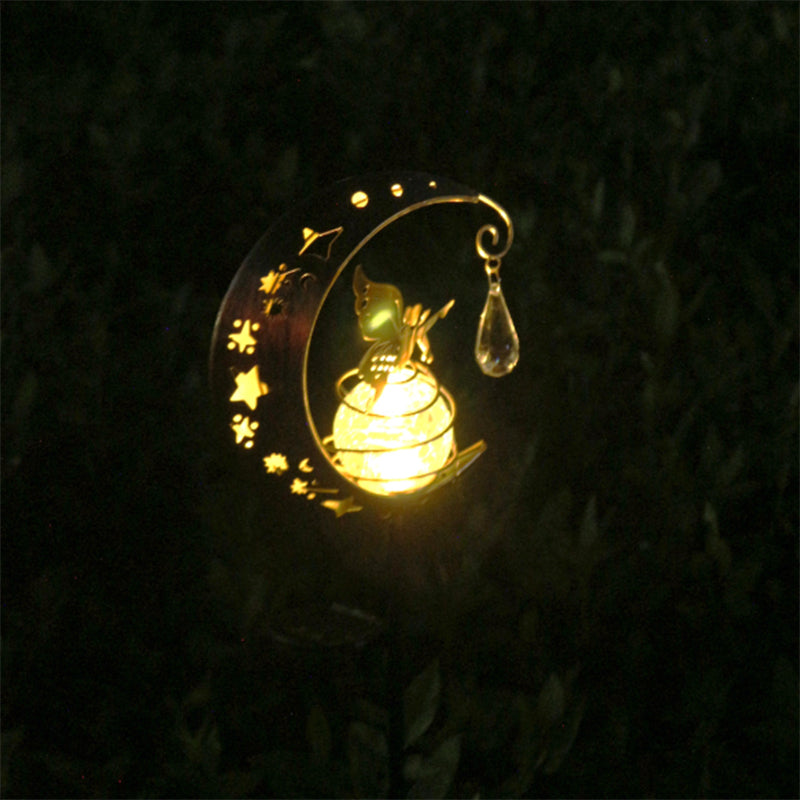 Modern Art Deco Solar Waterproof Iron Glass Fairy Stick Shape LED Outdoor Light Landscape Lighting For Garden