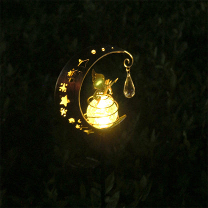 Modern Art Deco Solar Waterproof Iron Glass Fairy Stick Shape LED Outdoor Light Landscape Lighting For Garden