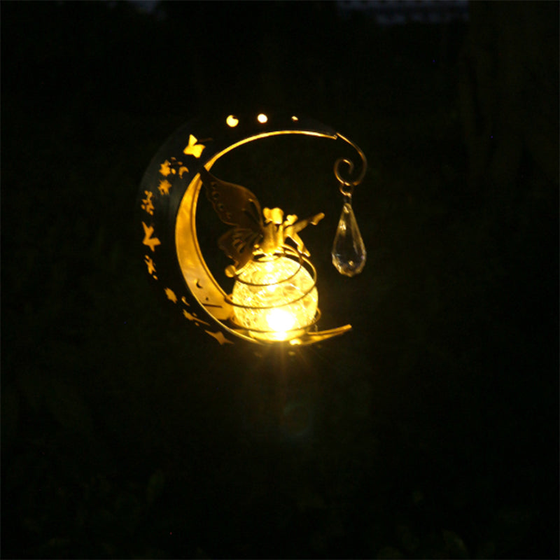 Modern Art Deco Solar Waterproof Iron Glass Fairy Stick Shape LED Outdoor Light Landscape Lighting For Garden
