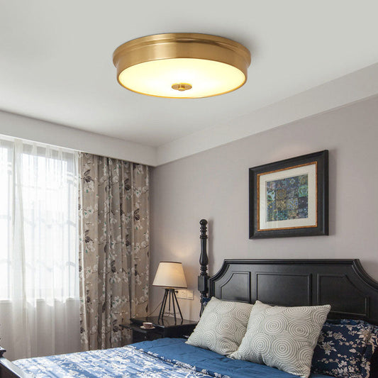 European Style Luxury Copper Glass Round 3/4 Light Flush Mount Ceiling Light