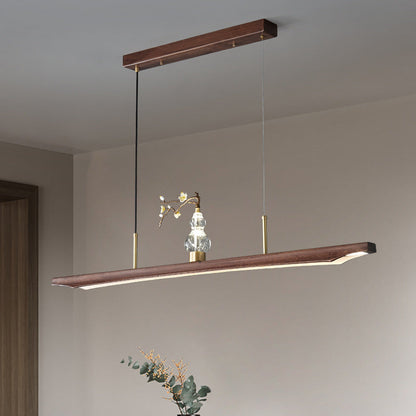 ثريات LED من الكريستال الصيني التقليدي على شكل قرع من خشب الأبنوس والنحاس لإضاءة الجزيرة لغرفة الطعام 