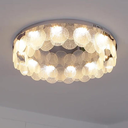 Contemporary Luxury Round Stainless Steel Glass LED Flush Mount Ceiling Light For Living Room