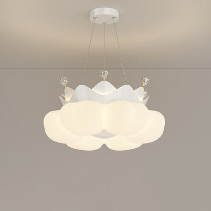 Contemporary Nordic Dome Crown Iron PE Crystal Lampshade LED Chandeliers For Bedroom