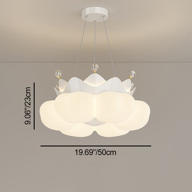 Contemporary Nordic Dome Crown Iron PE Crystal Lampshade LED Chandeliers For Bedroom