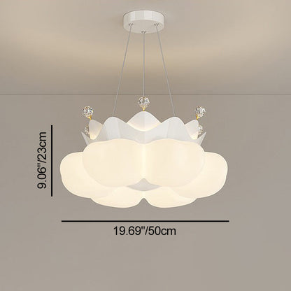Contemporary Nordic Dome Crown Iron PE Crystal Lampshade LED Chandeliers For Bedroom