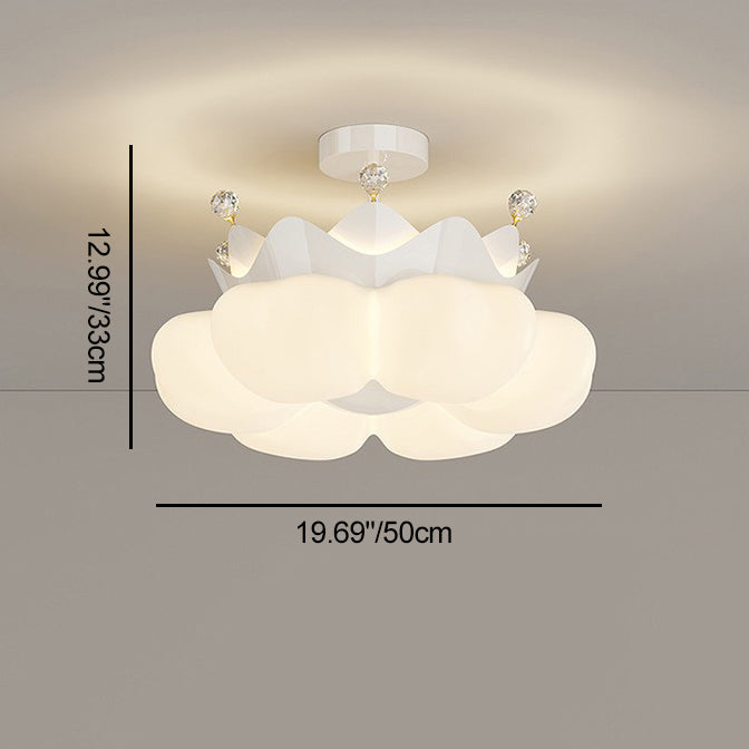 Contemporary Nordic Dome Crown Iron PE Crystal Lampshade LED Chandeliers For Bedroom