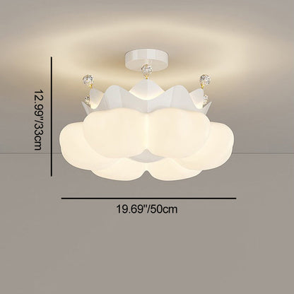 Contemporary Nordic Dome Crown Iron PE Crystal Lampshade LED Chandeliers For Bedroom