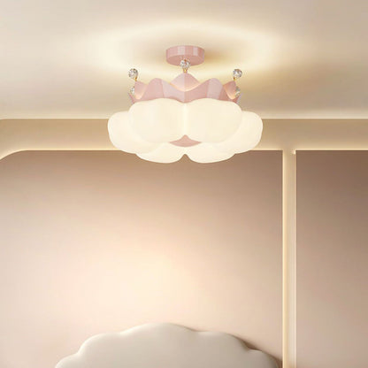 Contemporary Nordic Dome Crown Iron PE Crystal Lampshade LED Chandeliers For Bedroom