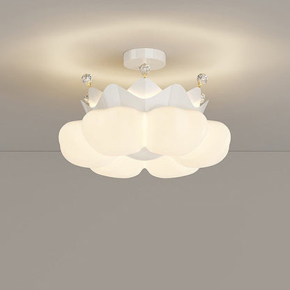 Contemporary Nordic Dome Crown Iron PE Crystal Lampshade LED Chandeliers For Bedroom