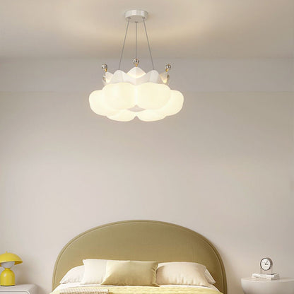 Contemporary Nordic Dome Crown Iron PE Crystal Lampshade LED Chandeliers For Bedroom