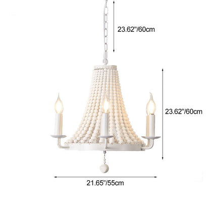 Modern Minimalist Dome Trapezoid Wooden Beads Iron 6 - Light Chandelier For Living Room