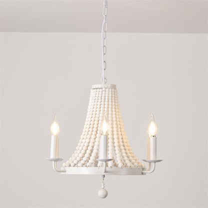 Modern Minimalist Dome Trapezoid Wooden Beads Iron 6 - Light Chandelier For Living Room