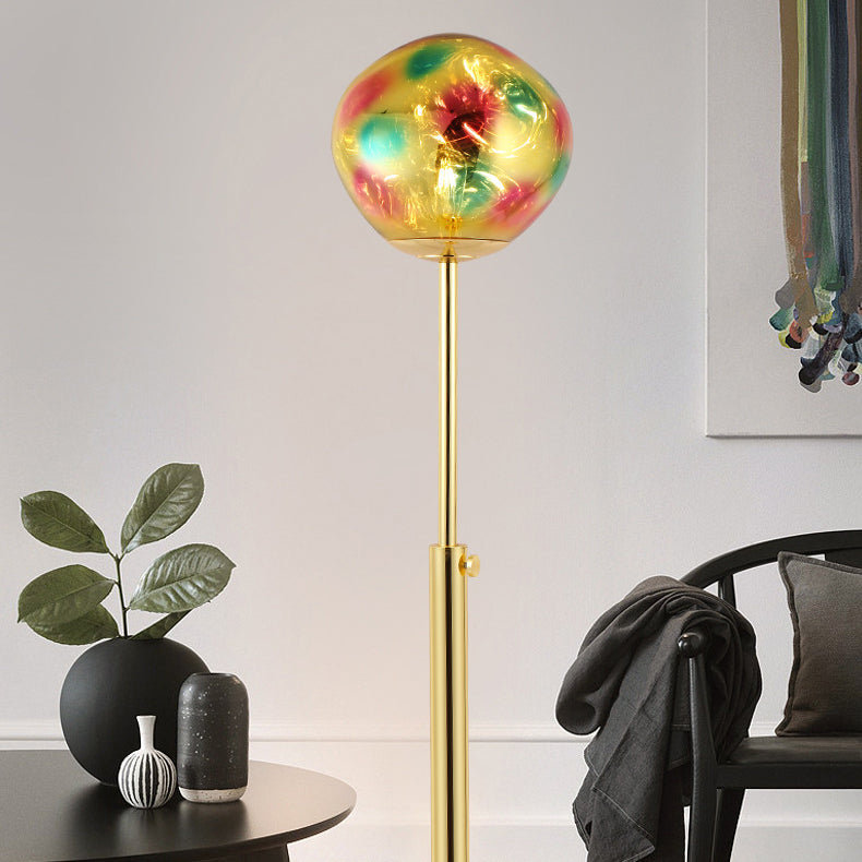 Contemporary Nordic Lava Irregular Circle Adjustable Height Acrylic PVC 1 - Light Standing Floor Lamp For Living Room