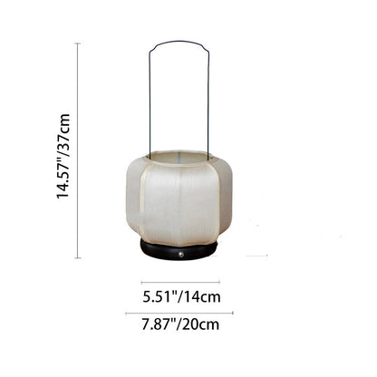 Traditional Chinese Iron Silk Fabric Lantern Shape LED Table Lamp For Bedroom