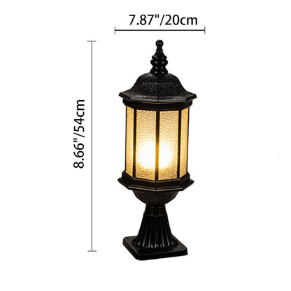 Traditional European Waterproof Aluminum Glass Columnar Shape 1-Light Outdoor Light For Garden