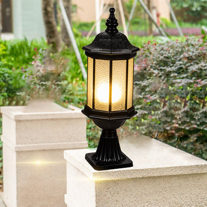Traditional European Waterproof Aluminum Glass Columnar Shape 1-Light Outdoor Light For Garden