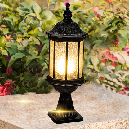 Traditional European Waterproof Aluminum Glass Columnar Shape 1-Light Outdoor Light For Garden