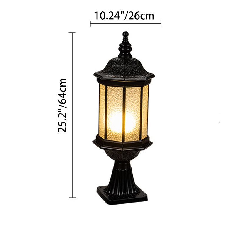 Traditional European Waterproof Aluminum Glass Columnar Shape 1-Light Outdoor Light For Garden