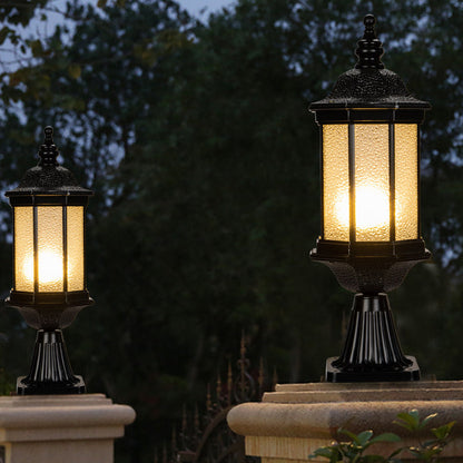 Traditional European Waterproof Aluminum Glass Columnar Shape 1-Light Outdoor Light For Garden