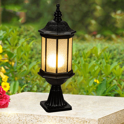 Traditional European Waterproof Aluminum Glass Columnar Shape 1-Light Outdoor Light For Garden