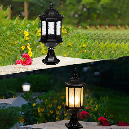 Traditional European Waterproof Aluminum Glass Columnar Shape 1-Light Outdoor Light For Garden