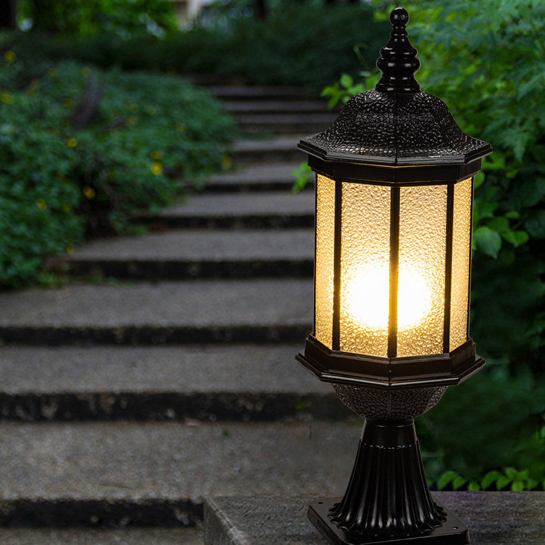 Traditional European Waterproof Aluminum Glass Columnar Shape 1-Light Outdoor Light For Garden