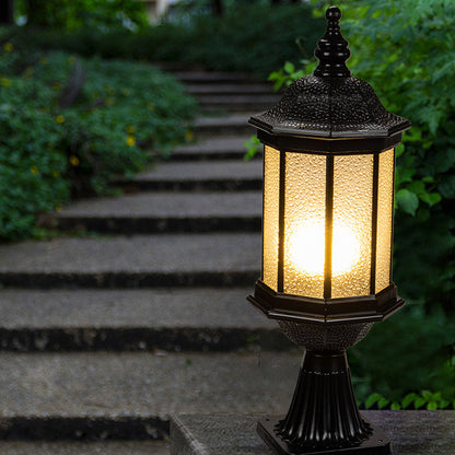 Traditional European Waterproof Aluminum Glass Columnar Shape 1-Light Outdoor Light For Garden