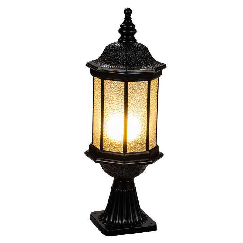 Traditional European Waterproof Aluminum Glass Columnar Shape 1-Light Outdoor Light For Garden