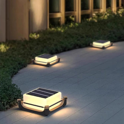 Modern Minimalist Waterproof Stainless Steel PC Columnar Solar LED Outdoor Light For Garden